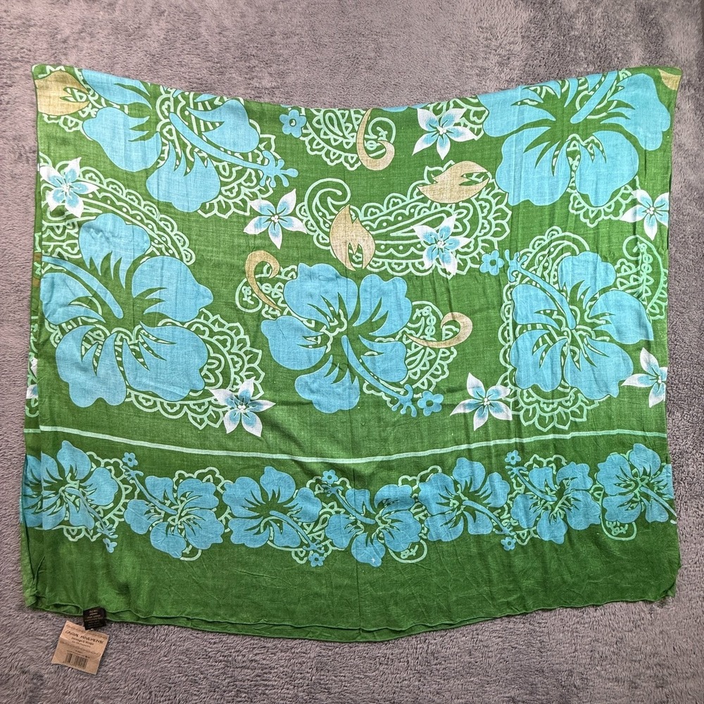 Casual Movements Women's Green Blue Floral Beach Wrap Shawl Scarf NWT